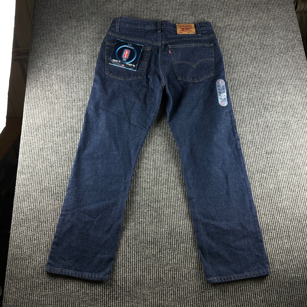 Levis 505 Regular Fit Straight Leg Jeans Mens 38x30 Dark Indigo Blue Denim NWT